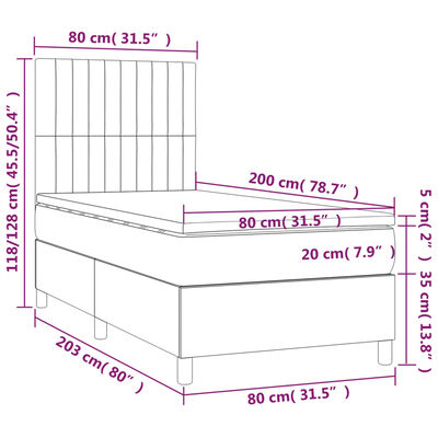 vidaXL Giroletto a Molle con Materasso Crema 80x200 cm inTessuto