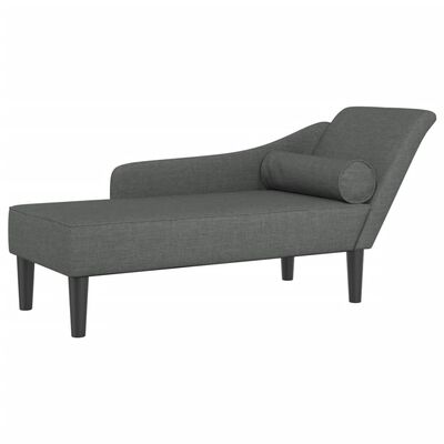 vidaXL Chaise Longue con Cuscini Grigio Scuro in Tessuto