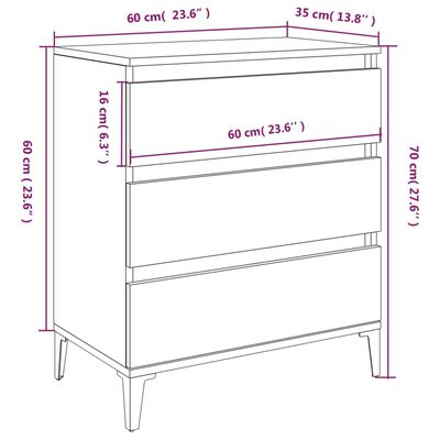 vidaXL Credenza Grigio Sonoma 60x35x70 cm in Legno Multistrato