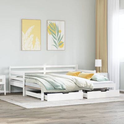 vidaXL Dormeuse Letto Estraibile e Cassetti Bianco 90x190cm Legno Pino