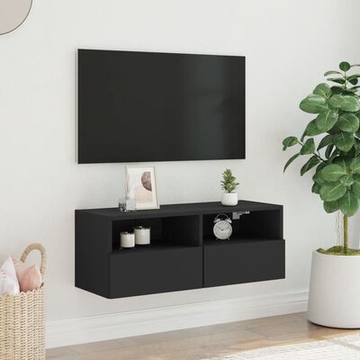 vidaXL Mobile TV a Parete Nero 80x30x30 cm in Legno Multistrato