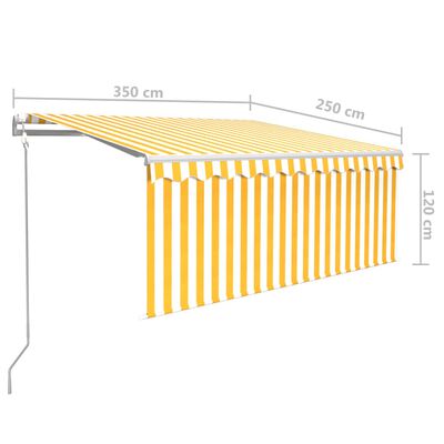 vidaXL Tenda Retrattile Automatica con Parasole 3,5x2,5m Gialla Bianca