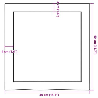 vidaXL Piano Bagno Marrone 40x40x(2-6) cm Legno Massello Trattato