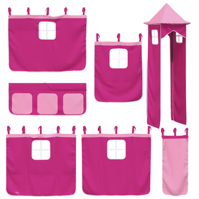 vidaXL Letto a Soppalco con Torre Bambini Rosa 90x190cm Massello Pino