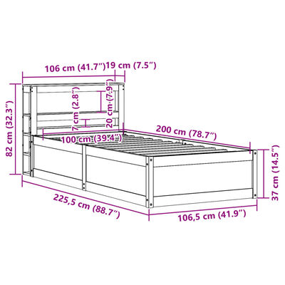 vidaXL Giroletto con Testiera Bianco 100x200 cm Legno Massello di Pino