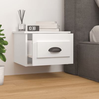 vidaXL Comodini a Parete 2 pz Bianco Lucido 41,5x36x28 cm