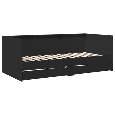 vidaXL Divano Letto con Cassetti senza Materasso Nero 75x190 cm