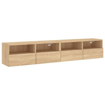 vidaXL Mobili TV Parete 2pz Rovere Sonoma 80x30x30cm Legno Multistrato