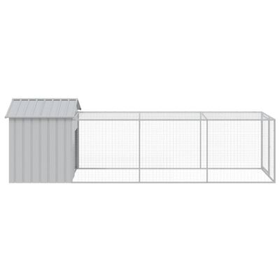 vidaXL Pollaio Area Corsa Grigio Chiaro 117x405x123 cm Acciaio Zincato