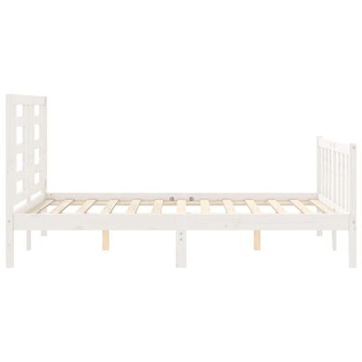 vidaXL Giroletto con Testiera Bianco Small Double Legno Massello