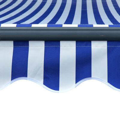 vidaXL Tenda da Sole Retrattile Manuale con LED 450x300cm Blu e Bianco
