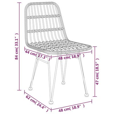 vidaXL Set da Pranzo da Giardino 3 pz in Polyrattan