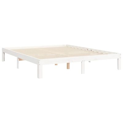 vidaXL Giroletto con Testiera Bianco King Size in Legno Massello