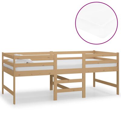 vidaXL Letto Mezzo Alto con Materasso 90x200 cm Ambra Legno di Pino