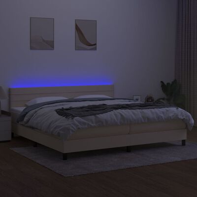 vidaXL Letto a Molle Materasso e LED bianco 200x200cm in Tessuto