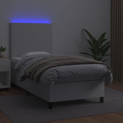 vidaXL Giroletto Molle con Materasso e LED Bianco 90x190 cm Similpelle