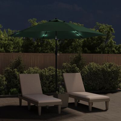 vidaXL vidaXL Ombrellone a Sbalzo da Giardino con LED 3 m Verde