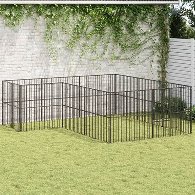 vidaXL Box per Cani 12 Pannelli Nero Acciaio Zincato