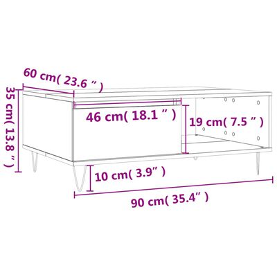 vidaXL Tavolino da Salotto Rovere Fumo 90x60x35cm in Legno Multistrato