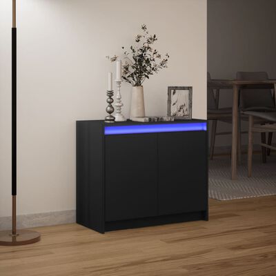 vidaXL Credenza con LED Nera 72x34x61 cm in Legno Multistrato