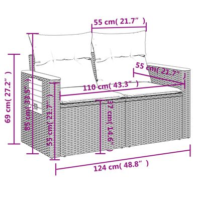 vidaXL Set Divano da Giardino 6 pz con Cuscini Nero in Polyrattan