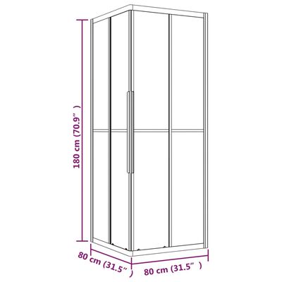 vidaXL Cabina Doccia ESG Semi Smerigliato 80x70x180 cm Nera