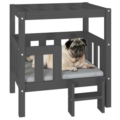 vidaXL Cuccia per Cani Grigio 65,5x43x70 cm in Legno Massello di Pino