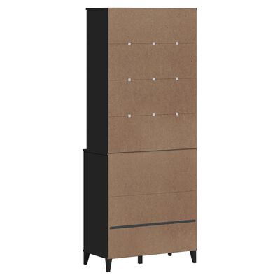 vidaXL Credenza VIKEN Nera 80x40x200 cm in Legno Massello di Pino