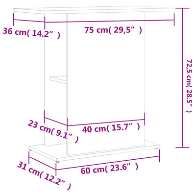 vidaXL Supporto per Acquario 75x36x72,5 cm Multistrato Grigio Cemento