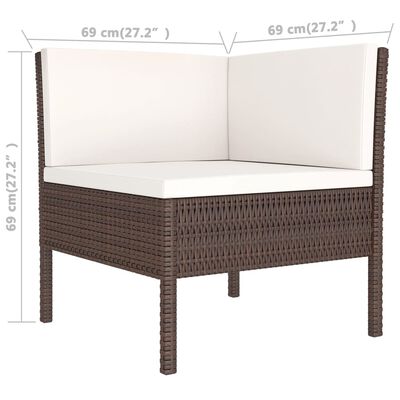 vidaXL Set Divani da Giardino 11 pz con Cuscini in Polyrattan Marrone