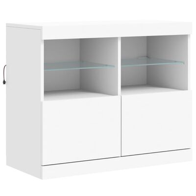 vidaXL Credenza con Luci LED Bianca 283x37x67 cm