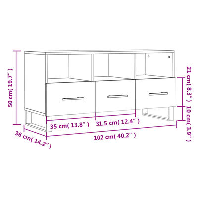 vidaXL Mobile Porta TV Rovere Sonoma 102x36x50 cm in Legno Multistrato