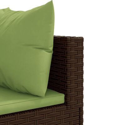 vidaXL Set Divani da Giardino 7 pz con Cuscini in Polyrattan Marrone