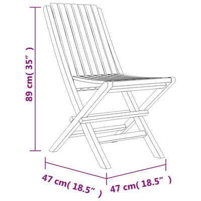 vidaXL Sedie da Giardino Pieghevoli 8pz 47x47x89cm Legno Massello Teak