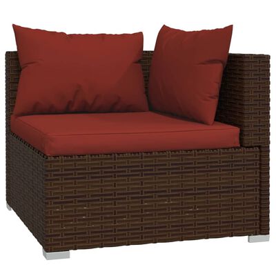 vidaXL Set Divani da Giardino 8 pz con Cuscini in Polyrattan Marrone