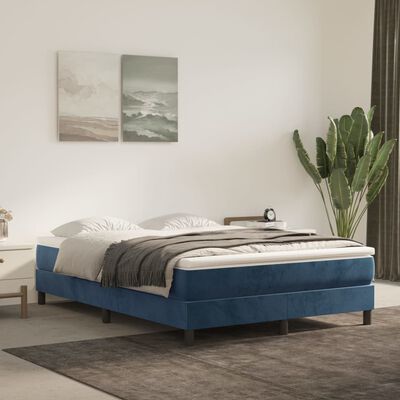 vidaXL Giroletto senza Materasso Blu Scuro 140x190 cm in Velluto