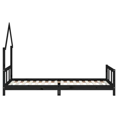 vidaXL Giroletto per Bambini Nero 90x200 cm in Legno Massello di Pino