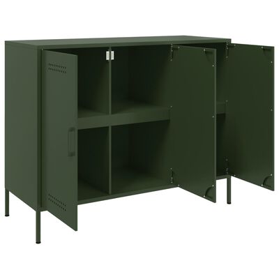 vidaXL Credenza Verde Oliva 100,5x39x79 cm in Acciaio