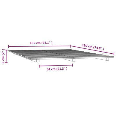 vidaXL Giroletto Grigio 135x190 cm Legno Massello di Pino