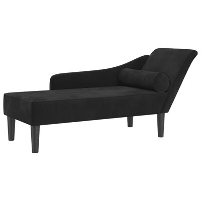 vidaXL Chaise Lounge con Cuscini Nero in Velluto