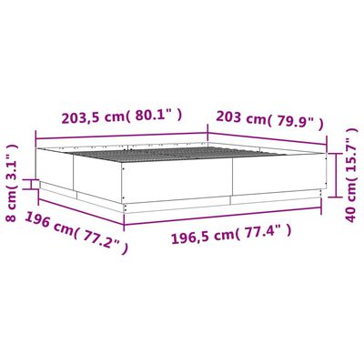 vidaXL Giroletto Cassetti Luci LED Sonoma 200x200 cm Legno Multistrato