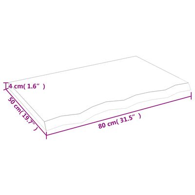 vidaXL Piano Bagno Marrone 80x50x(2-4) cm Legno Massello Trattato