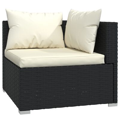 vidaXL Set Divani da Giardino 4 pz con Cuscini in Polyrattan Nero