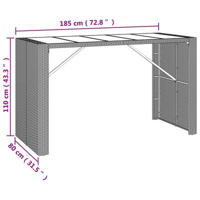 vidaXL Set Bar Giardino 9 pz Nero Polyrattan e Legno Massello Acacia