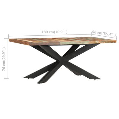 vidaXL Tavolo da Pranzo 180x90x76 cm in Legno Massello di Recupero