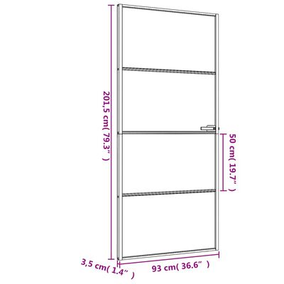 vidaXL Porta Interni Sottile Nera 93x201,5cm Vetro Temperato Alluminio