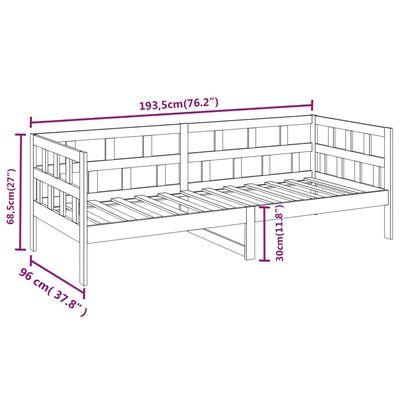 vidaXL Dormeuse Ambra in Legno Massello di Pino 90x190 cm