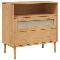 vidaXL Credenza SENJA Aspetto Rattan Marrone 80x40x80 cm Massello Pino