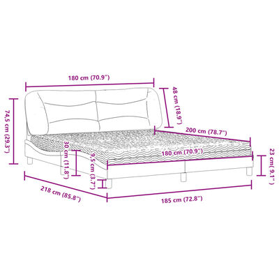 vidaXL Letto con Materasso Marrone 180x200cm in Similpelle