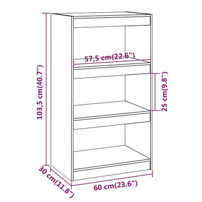 vidaXL Libreria/Divisorio 60x30x103,5 cm in Legno Massello di Pino